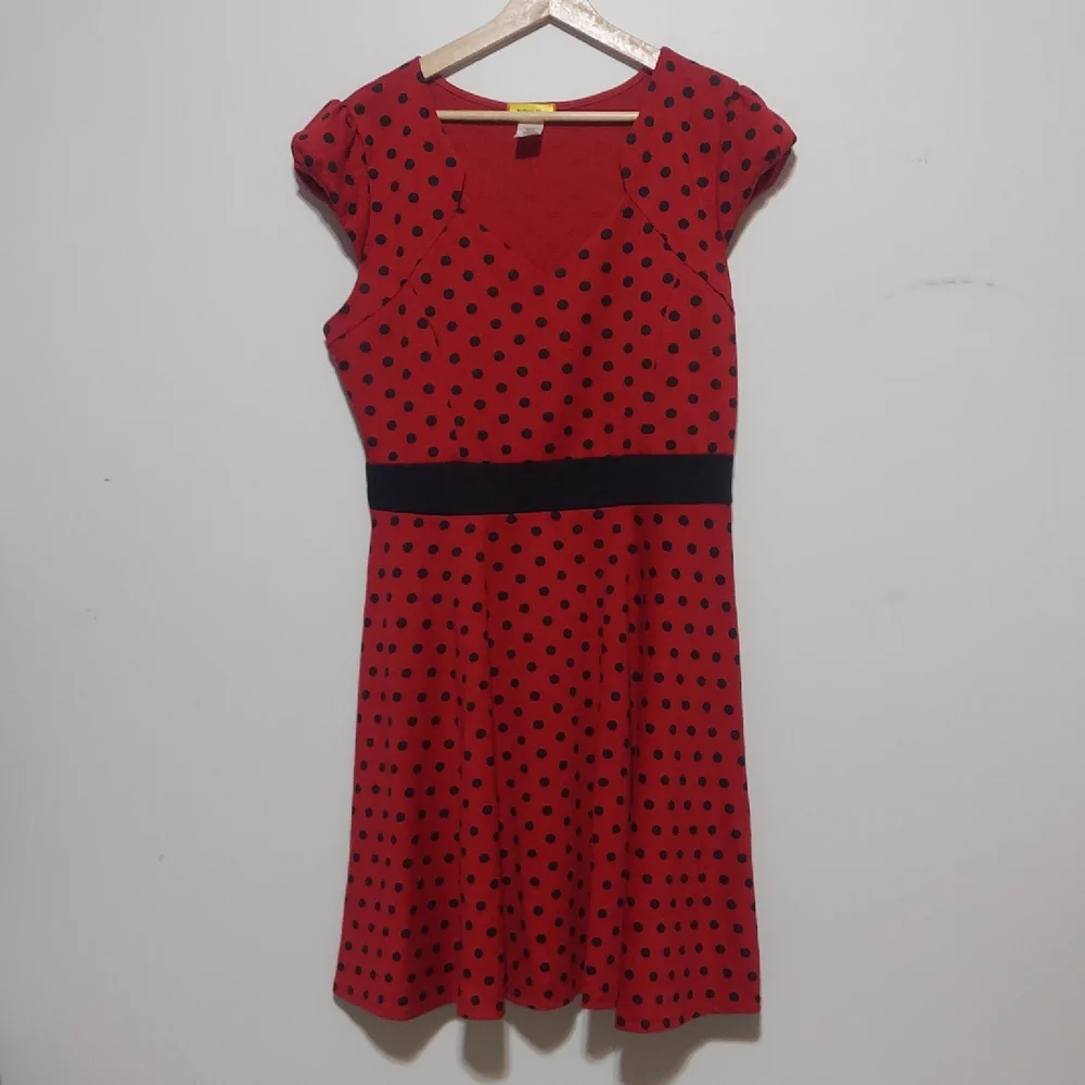 Red Polka Dot Midi Dress - Picture 2 of 10